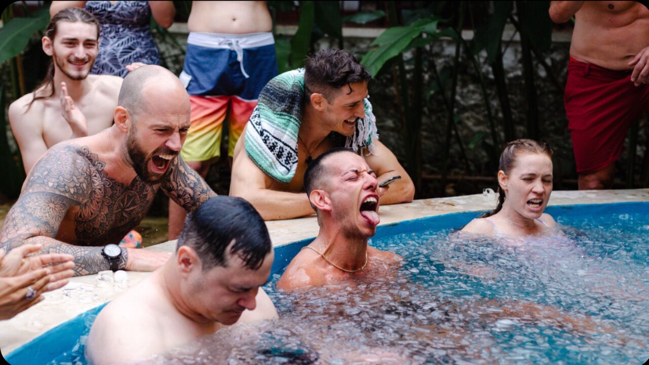 Guests taking part in an ice bath at the Yucatan retreat